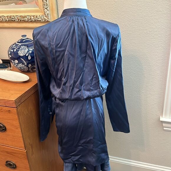 Veronica Beard - Agatha Steel Blue Silk Mini Dress-H17 - Picture 11 of 12